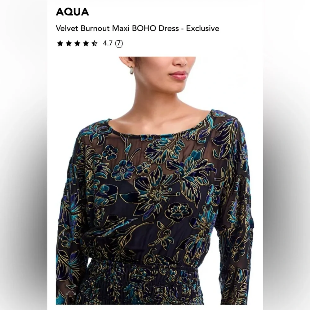 Aqua Bloomingdale’s Velvet Burnout Maxi BOHO Dress - Large - Picture 2 of 10